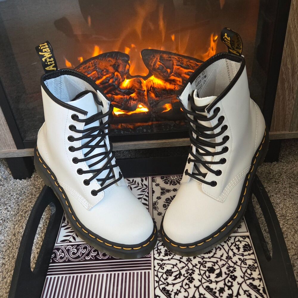 Dr. Martens 1460 W White Smooth Leather Combat Boots